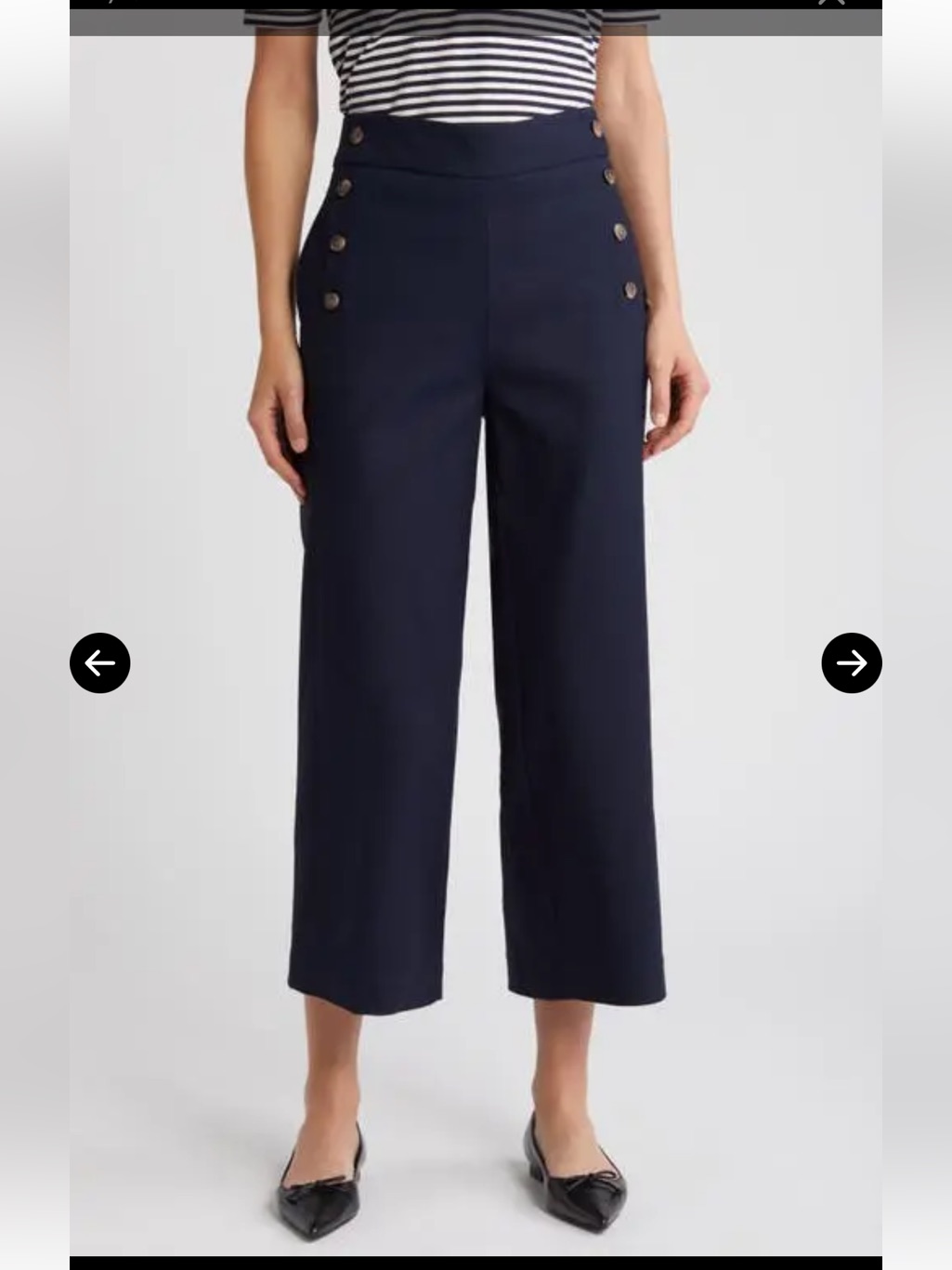 Frame Sailor Snap Crop Wide Leg Trousers Navy Blue, Sz 8